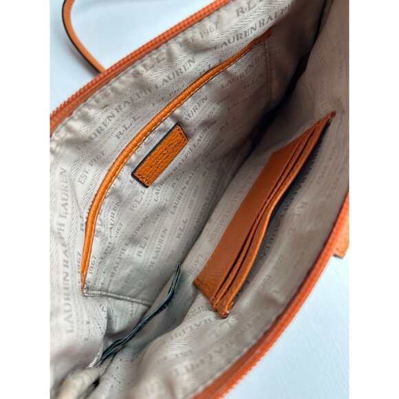 Ralph Lauren Orange Leather Crossbody Bag With Gold Hardware & Adjustable Strap - Picture 8 of 10